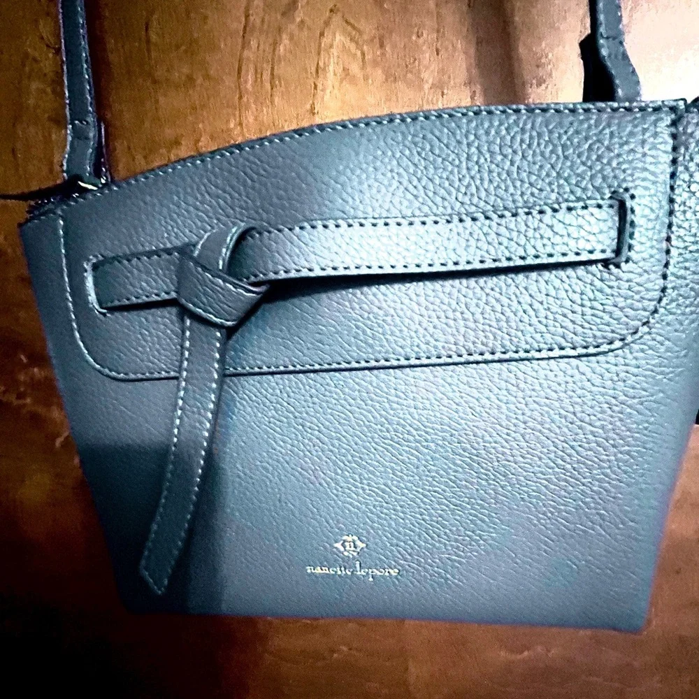 Nanette Lepore Elegant Blue Faux Leather Crossbody Bag NWT